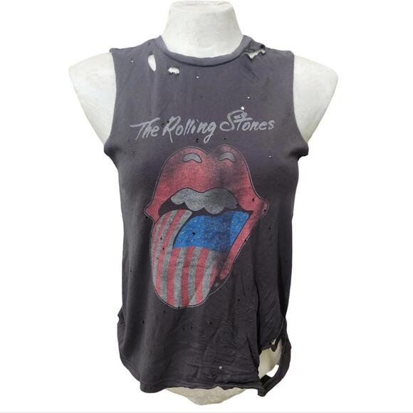 Daydreamer Rolling Stones Muscle Tank Gray Distressed Rock Tee Small/Medium - Picture 1 of 9